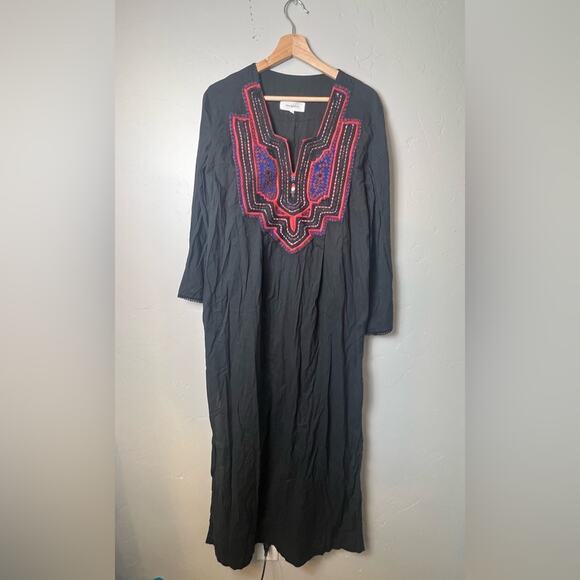 Celia Dragouni Embroidered Long-Sleeve Maxi Dress Medium - Picture 2 of 6